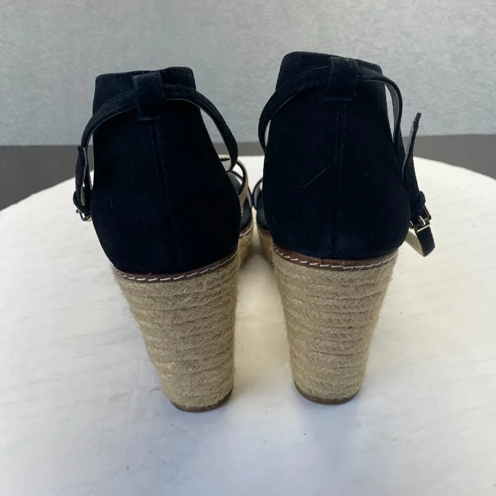 Boden Women's Platform Espadrille Wedge Sandals Black Size 41,Preppy